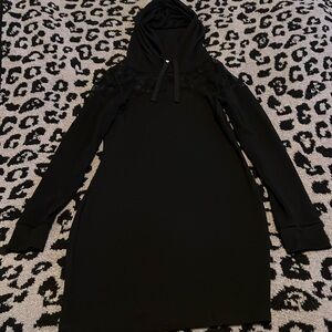 Garage long sleeve hooded mesh bodycon dress